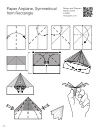 Oozeq Paper Airplane, Symmetrical, from One Rectangle