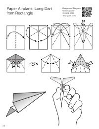Oozeq Paper Airplane, Long Dart, from One Rectangle